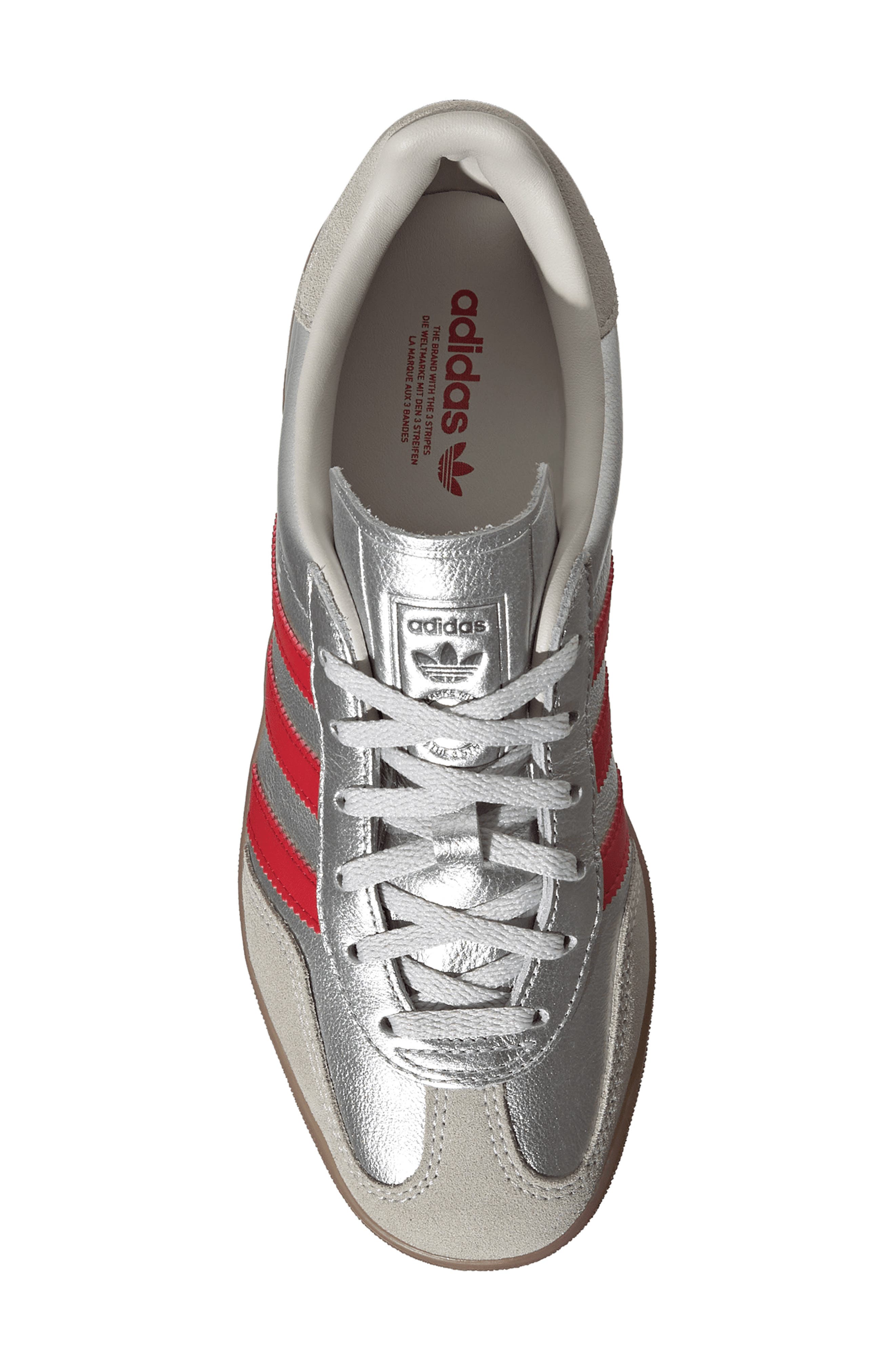 adidas Gazelle Indoor Sneaker, Alternate, color, Silver/ Scarlet/ Grey One