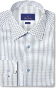 David Donahue Trim Fit Check Cotton Dress Shirt