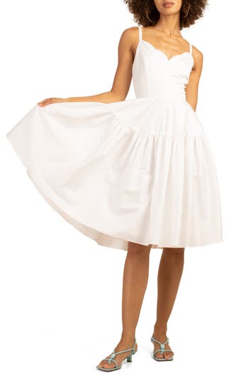 Trina Turk Fit And Flare Bask Dress In White