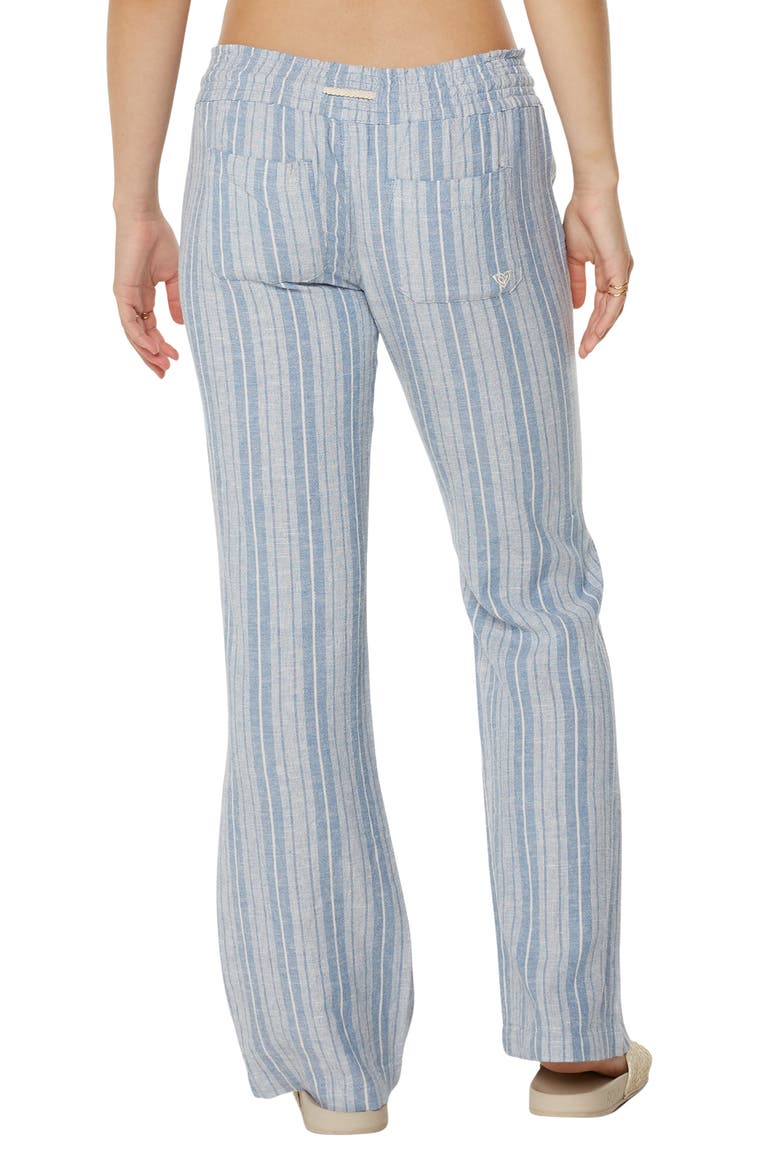 Oceanside Stripe Linen BLend Pants, Alternate, color, RIVIERA SOLID