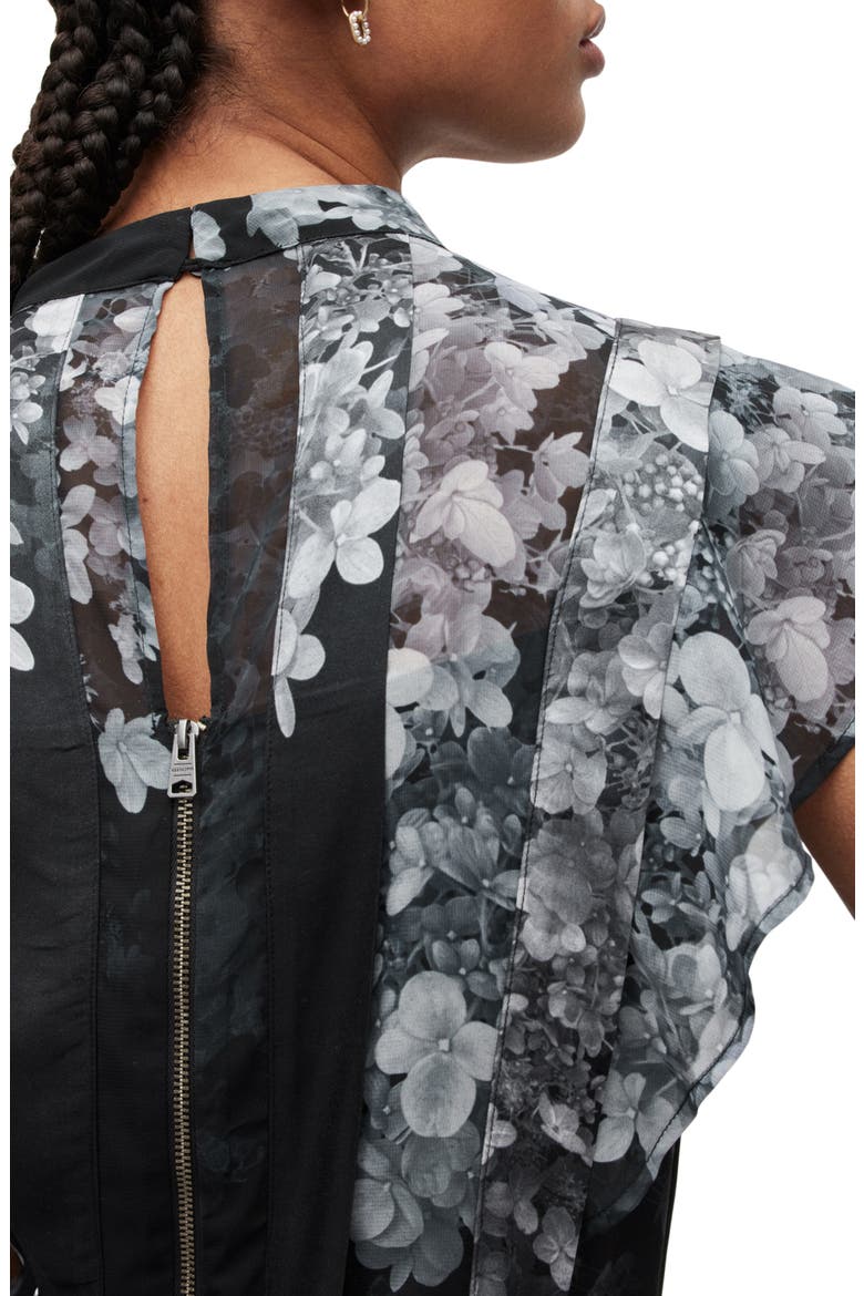 Freya Venetia Floral Midi Dress, Alternate, color, BLACK
