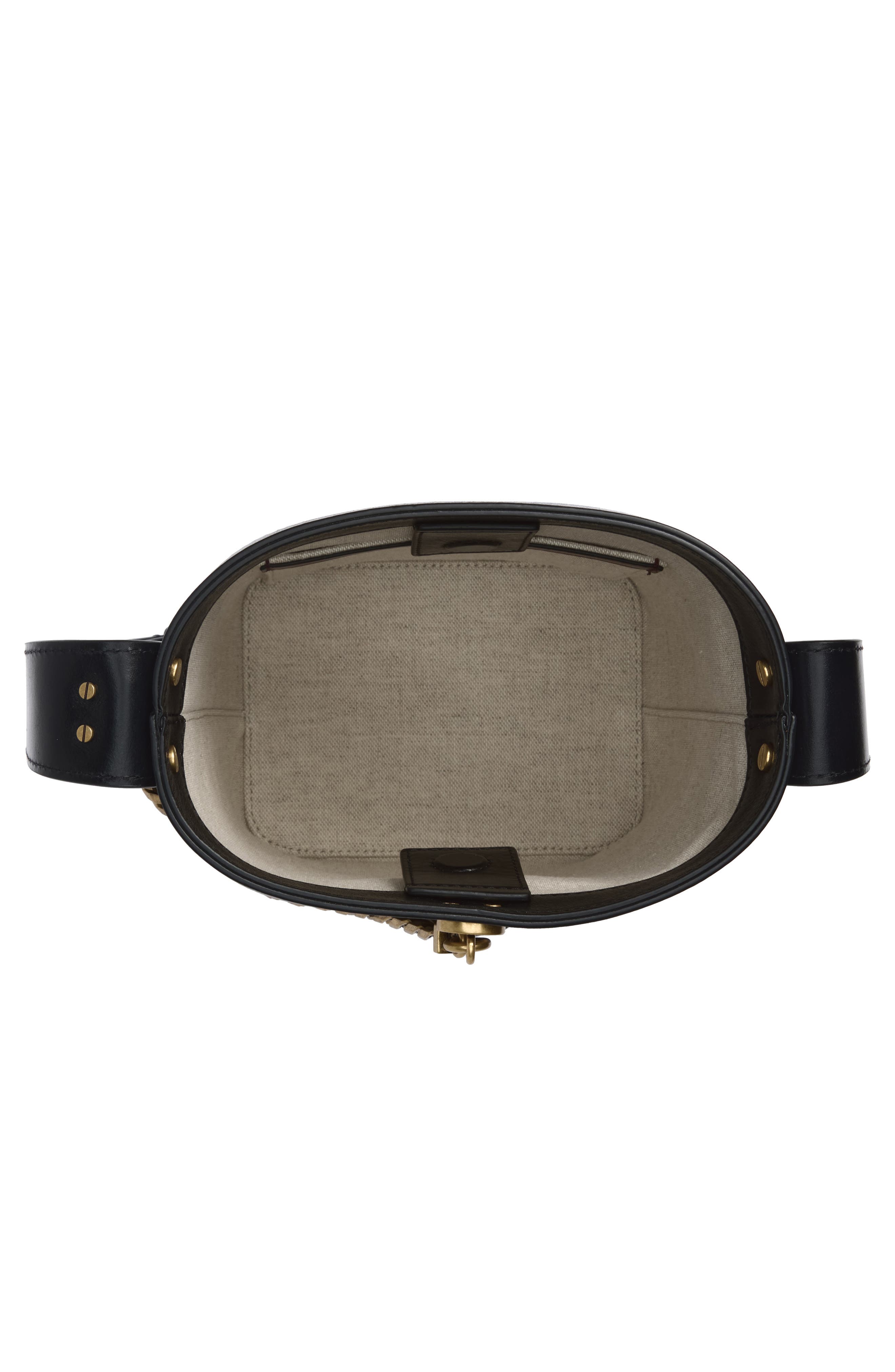 Mini Pivot Leather Bucket Bag, Alternate, color, BLACK-GOLD 82