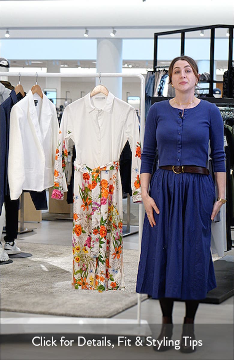 The Juliana Sky Jardin Print Long Sleeve Shirtdress, sales video thumbnail