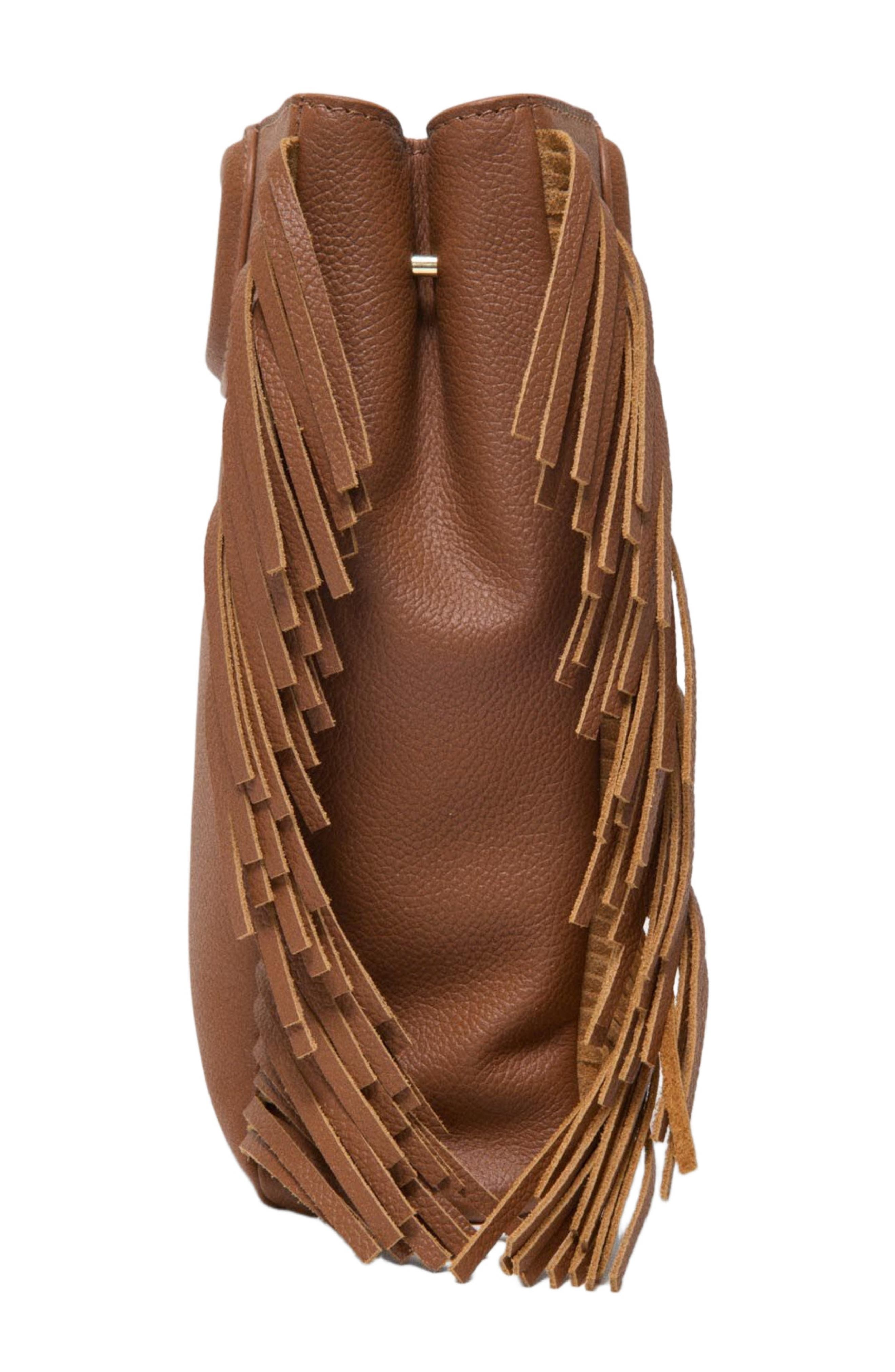 maje Grained leather M bag, Alternate, color, Cognac Brown