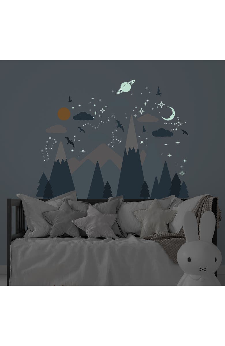 WALPLUS Blue Mountains Under The Glowing Sky Wall Decal Set, Alternate, color, 