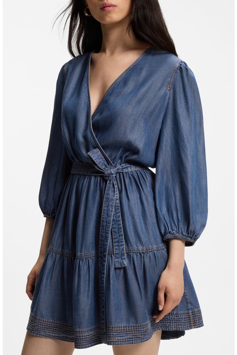 Balloon Sleeve Minidress, Alternate, color, DENIM BLUE
