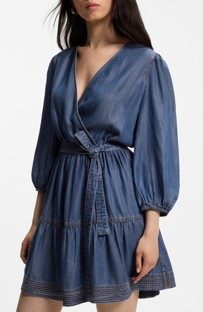 BOSS Orange Balloon Sleeve Minidress, Alternate, color, Denim Blue