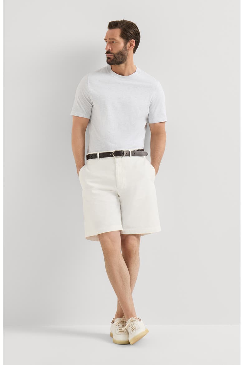 Garment-dyed Bermuda shorts in twisted cotton gabardine, Alternate, color, White