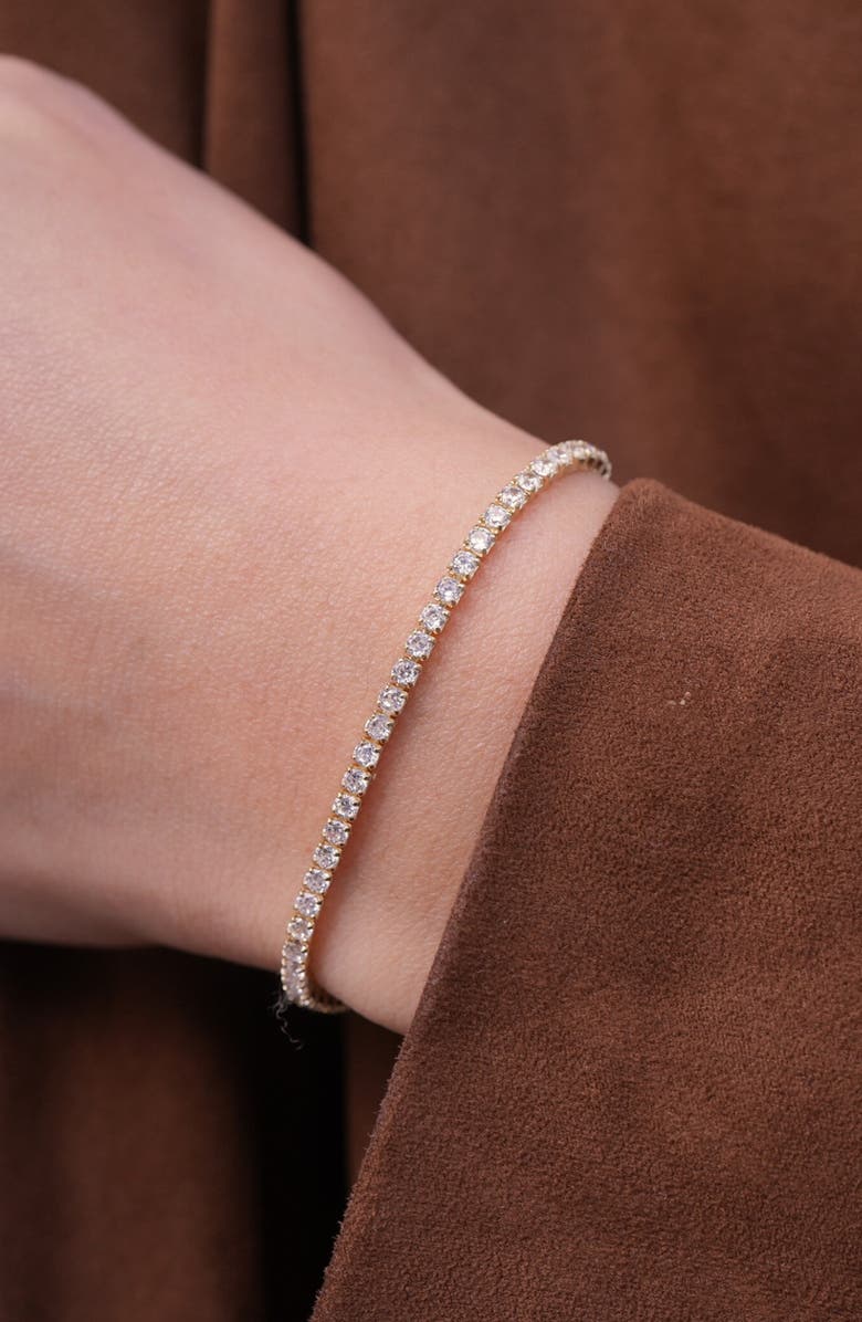 Argento Vivo Sterling Silver Cubic Zirconia Tennis Bolo Bracelet, Alternate, color, Gold
