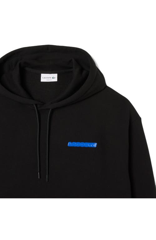 Lacoste Men's Loose Fit Print Hoodie - L - 5 In Black