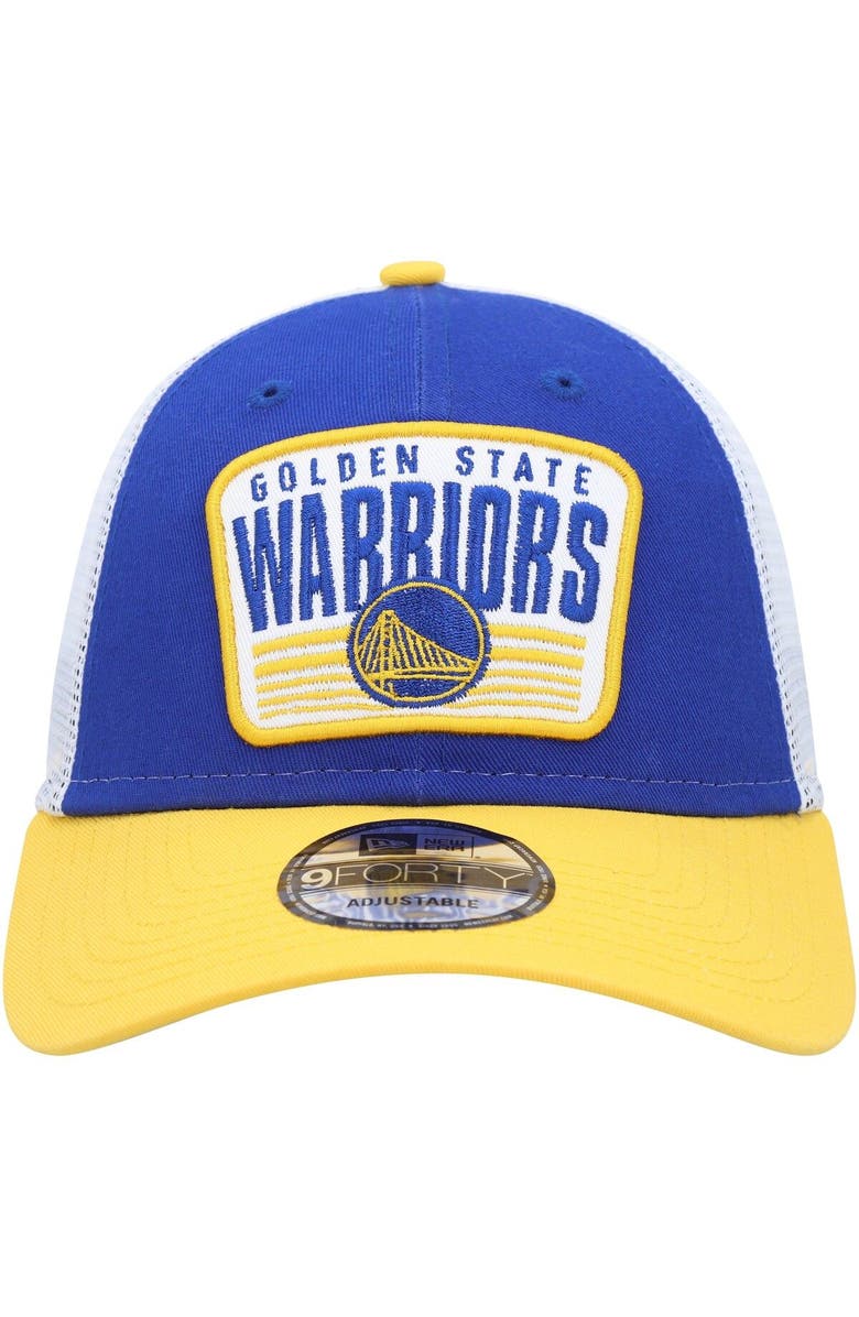 New Era Men's New Era Royal Golden State Warriors Two-Tone Patch 9FORTY Trucker Snapback Hat, Alternate, color, 