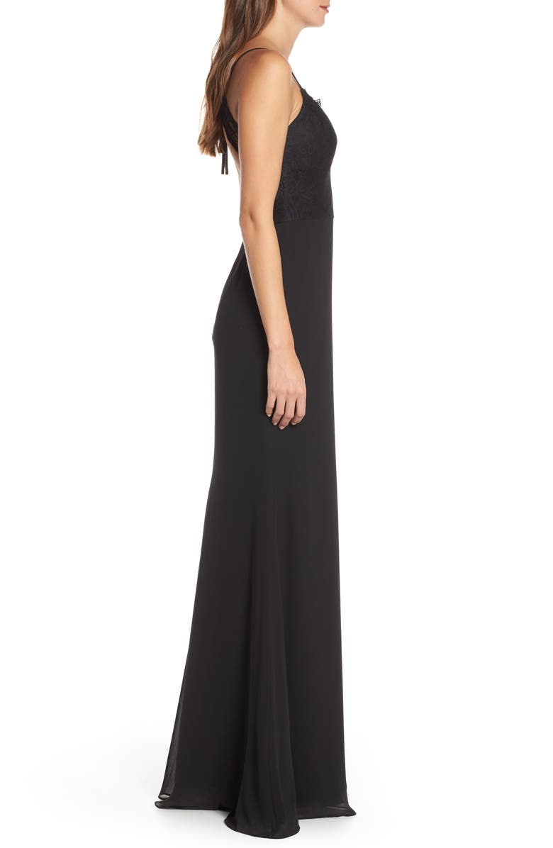 Hayley Paige Occasions Sleeveless Rose Lace & Chiffon Evening Dress, Alternate, color, 