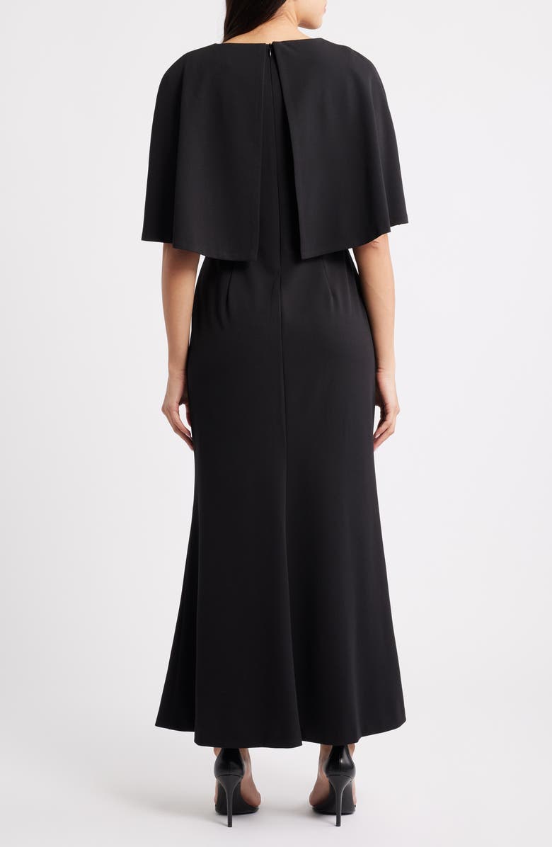 Connected Apparel Cape Sleeve Gown, Alternate, color, Black