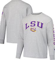 Champion Youth Champion Gray LSU Tigers Distressed Arch Over Logo Long Sleeve T-Shirt