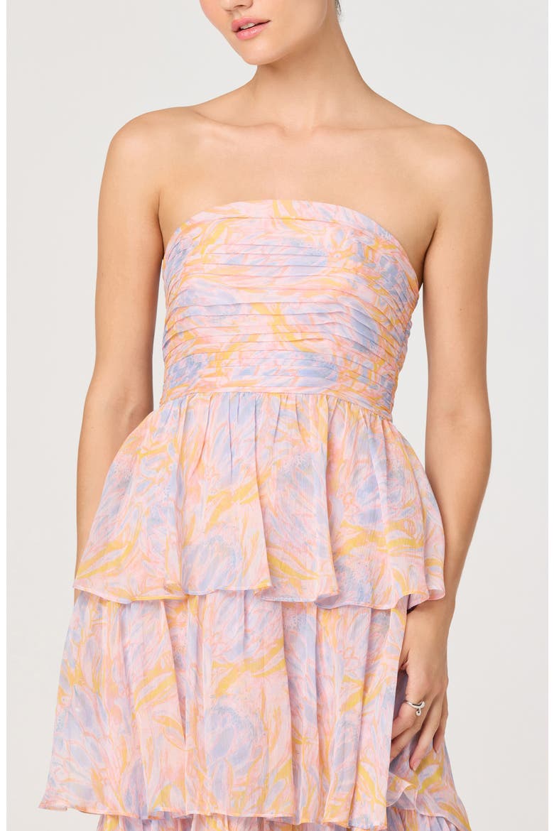 Anisha Strapless Tiered Ruffle Gown, Alternate, color, ORANGE LAVENDER PT