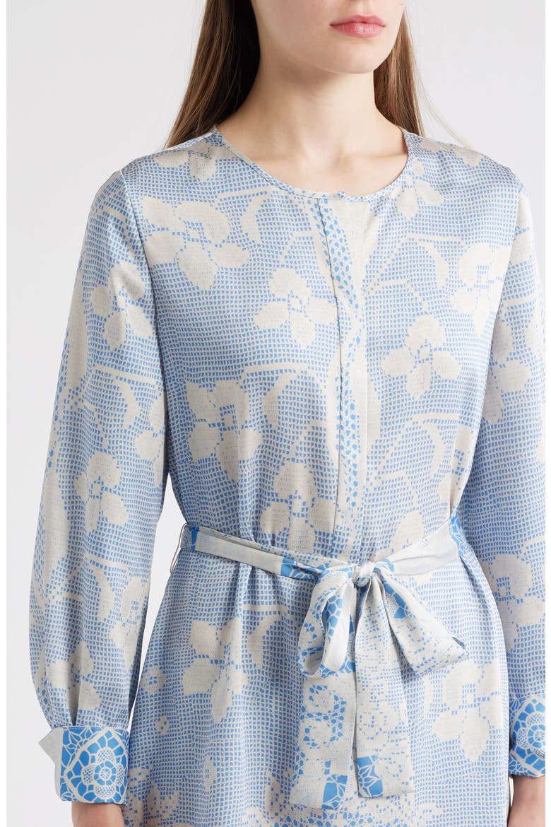 Michelle Print Tie Waist Long Sleeve Dress, Alternate, color, SKY BLUE MULTI