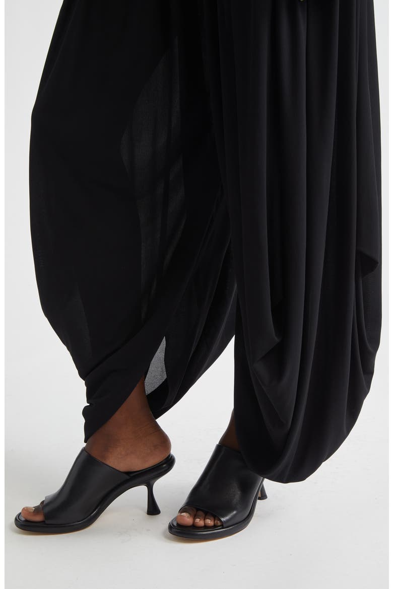 Draped Georgette Jersey Trousers, Alternate, color, BLACK