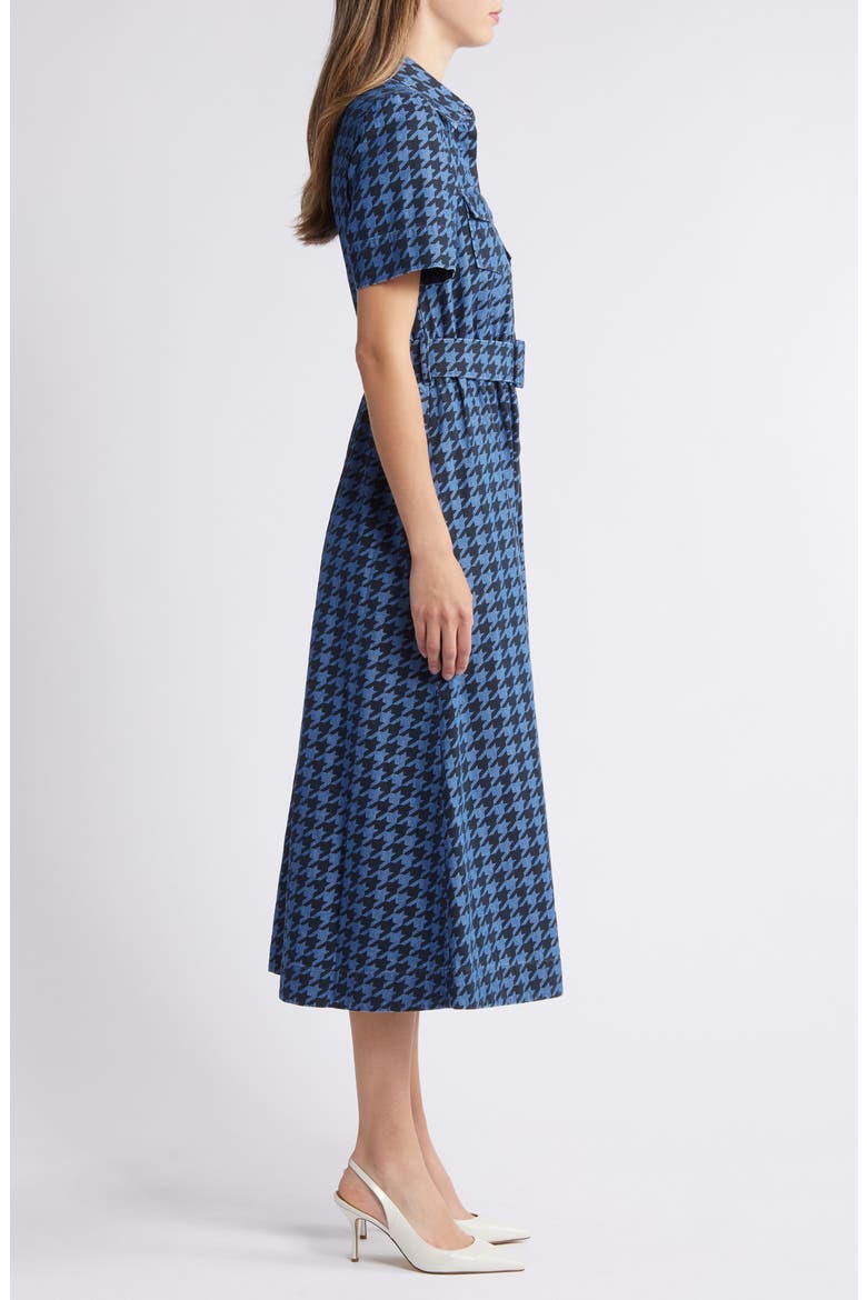 Houndstooth Print Denim Shirtdress, Alternate, color, MEDIUM WASH/ BLACK