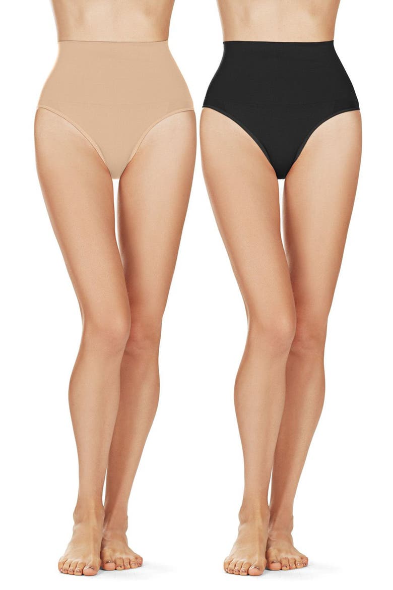 Body Smoothers 2-Pack Shaping Briefs, Main, color, NUDE-BLACK