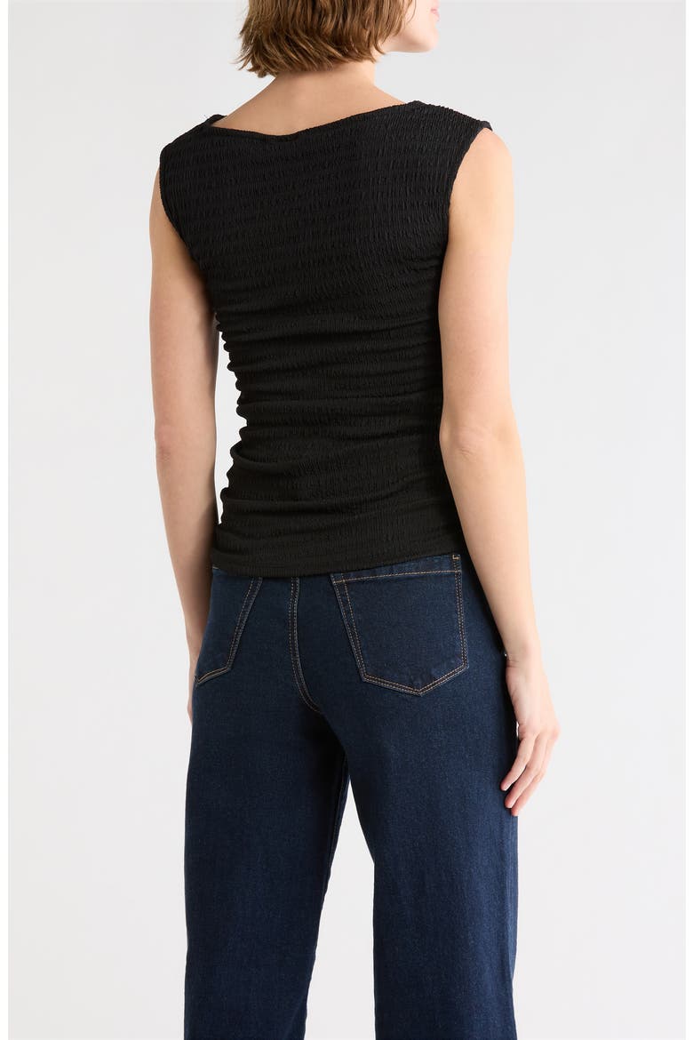 Textured Boatneck Tank, Alternate, color, BLACK