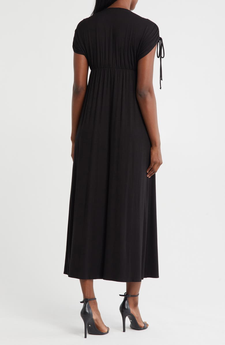 Loveappella Shoulder Tie Maxi Dress, Alternate, color, Black