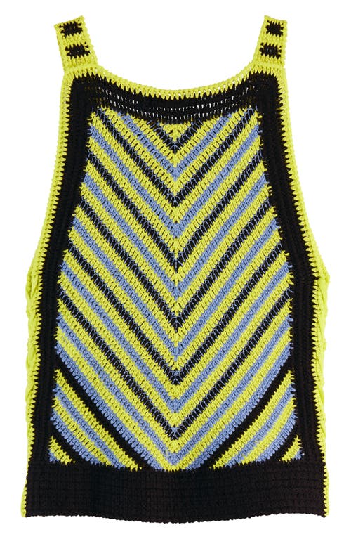 Scotch & Soda Stripe Crochet Knit Graphic Sweater Vest In Washed Black