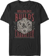 Dungeons & Dragons Men's Dungeons & Dragons Rolling Dice Builds Character  Graphic T-Shirt