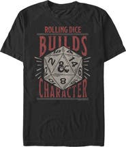 Dungeons & Dragons Men's Dungeons & Dragons Rolling Dice Builds Character  Graphic T-Shirt