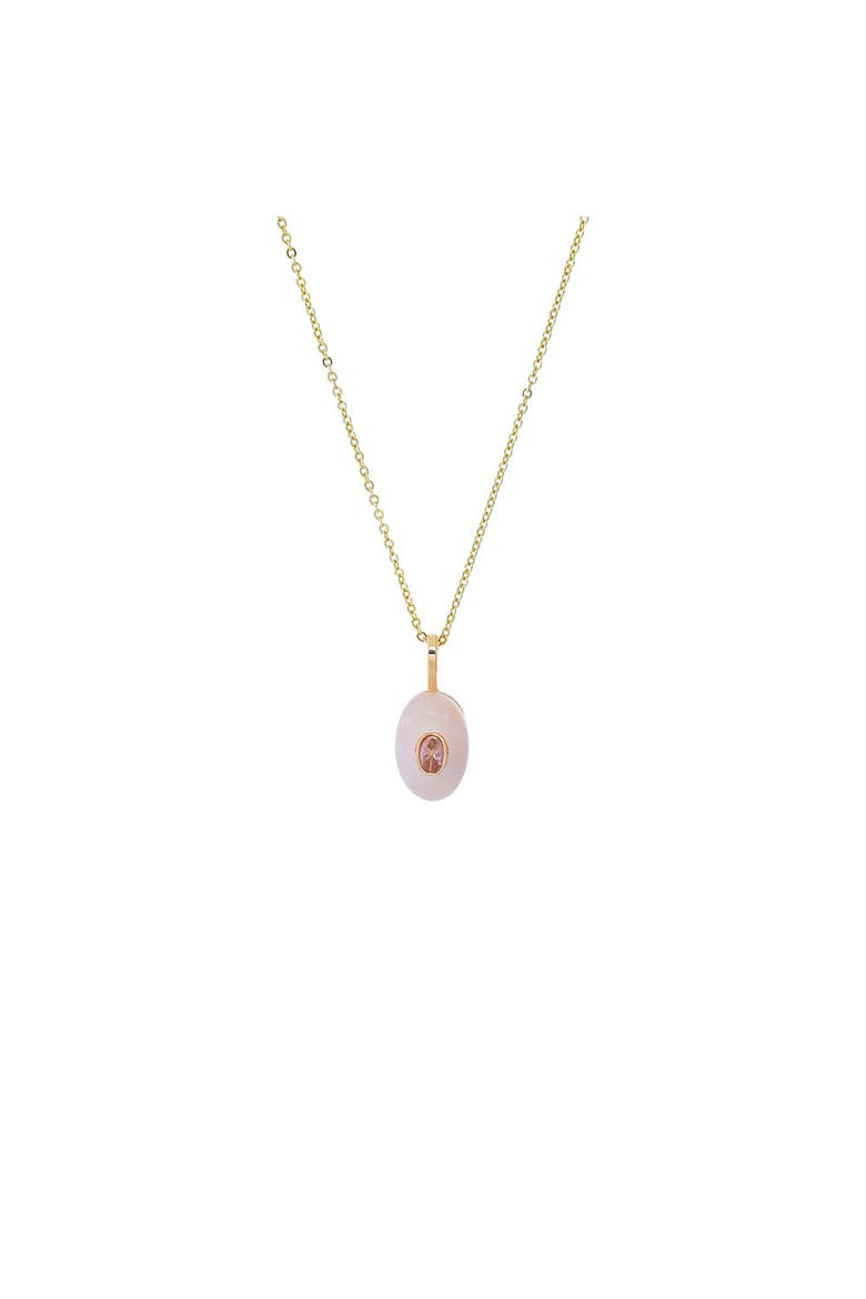 Pink Stone Oval Charm Necklace, Main, color, Light Pink