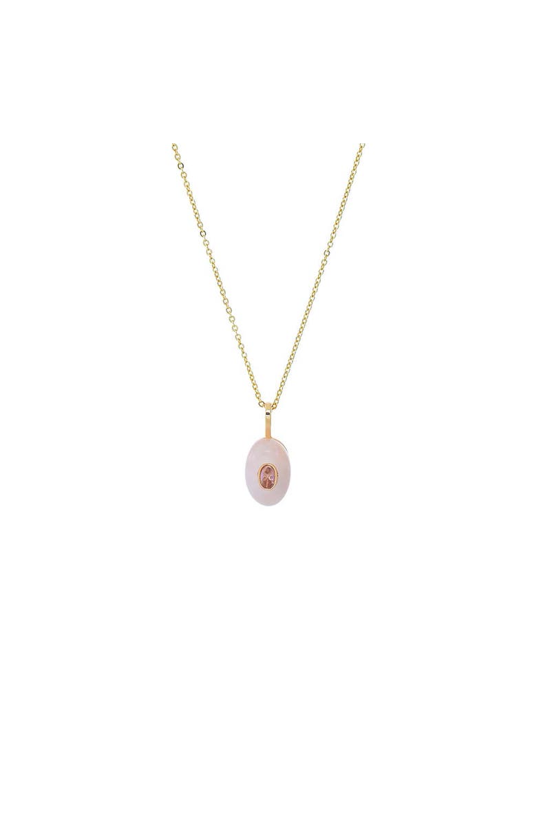 BY ADINA EDEN Pink Stone Oval Charm Necklace, Main, color, Light Pink