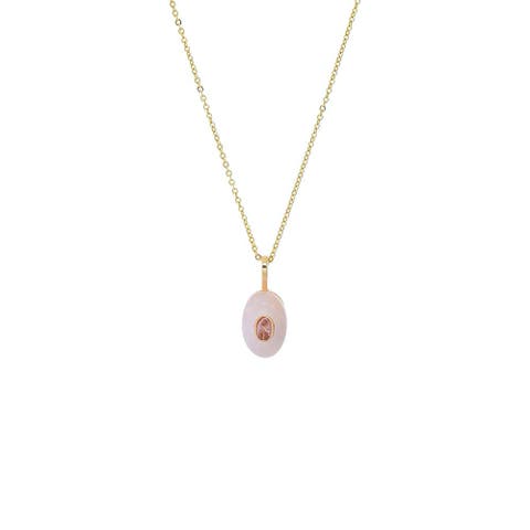 Pink Stone Oval Charm Necklace