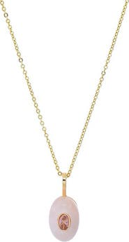 BY ADINA EDEN Pink Stone Oval Charm Necklace