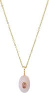BY ADINA EDEN Pink Stone Oval Charm Necklace