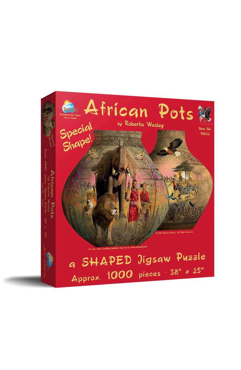 Sunsout African Pots 1000 piece Jigsaw Puzzle for Adults Special Shape, Main, color, Multicolor