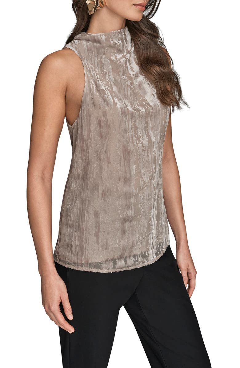 Donna Karan New York Burnout Mock Neck Sleeveless Top, Alternate, color, Vapor
