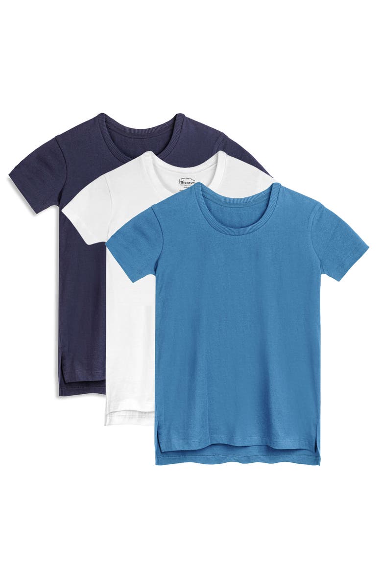 Organic Cotton Girls Extended Length T-Shirt 3-pack, Main, color, Navy, Chambray and White
