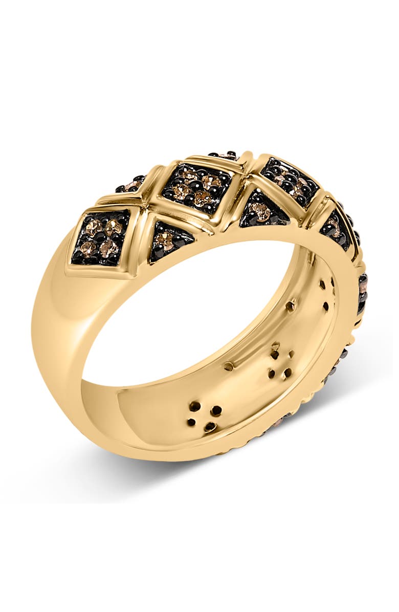 Haus of Brilliance 10K Yellow Gold Plated Silver 3/8 Cttw Champagne Diamond Geometric Style Band Ring, Alternate, color, Yellow Gold Over Silver