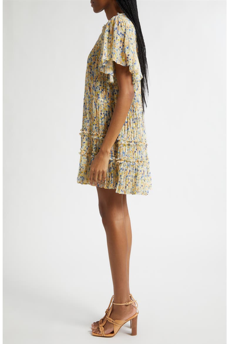 Ryla Floral Silk Shift Dress, Alternate, color, DAFFODIL