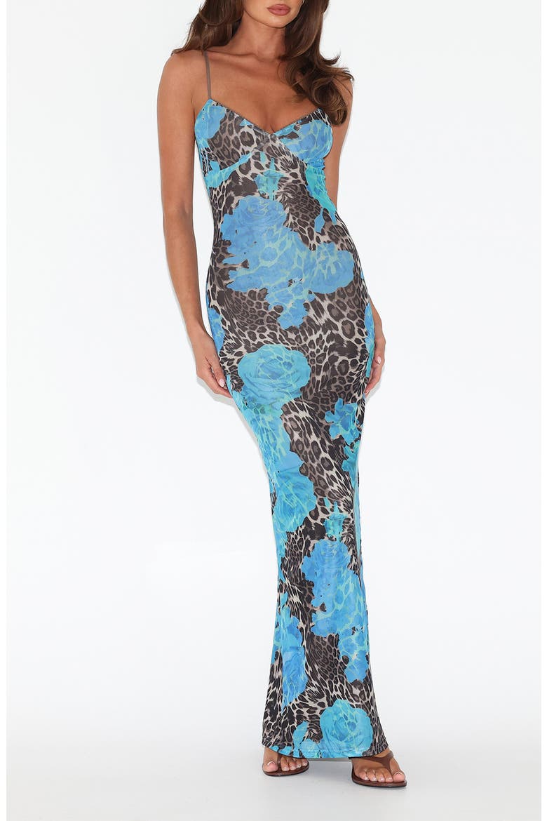 Julianna Printed Maxi Dress, Main, color, BLUE LEOPARD