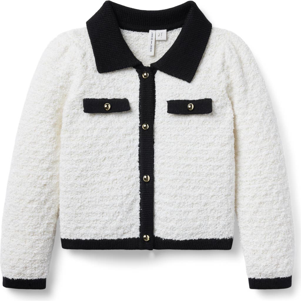 Janie And Jack The Textured Collared Cardigan In White