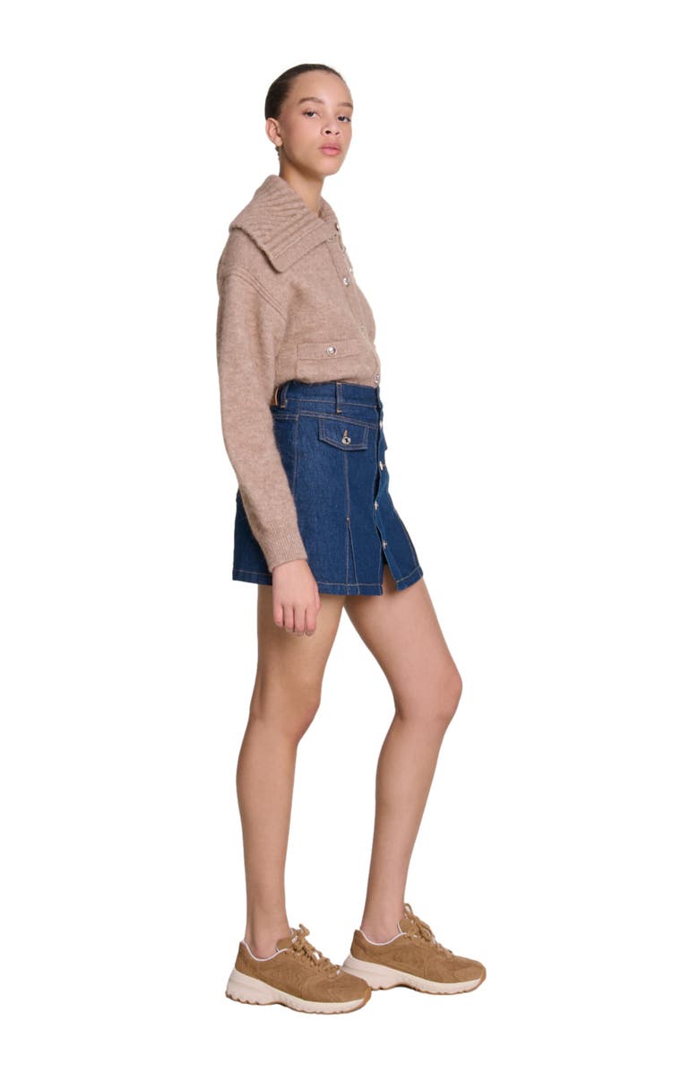 maje Denim skort, Alternate, color, 