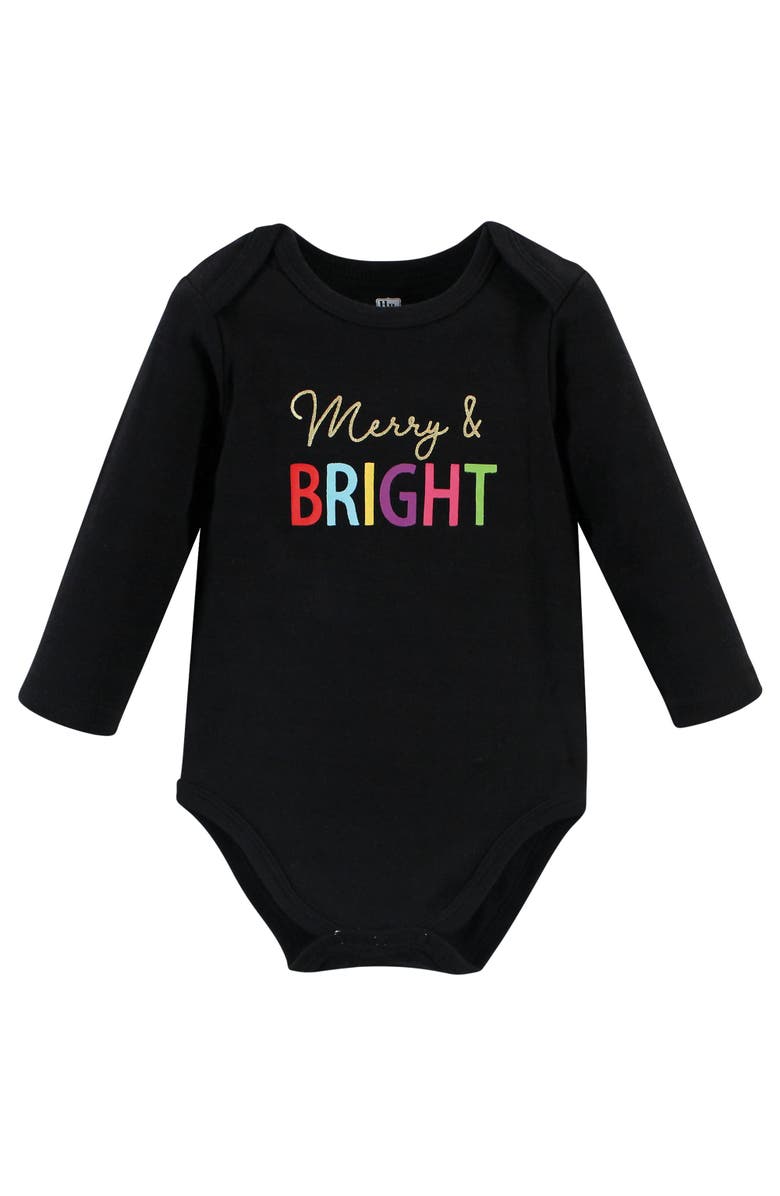 Hudson Baby Infant Breathable Cotton Long-Sleeve Bodysuit Bundle 3 Count, Alternate, color, Merry And Bright