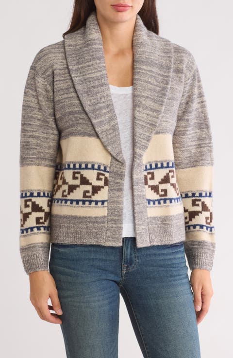 Novelty Pattern Shawl Collar Cardigan