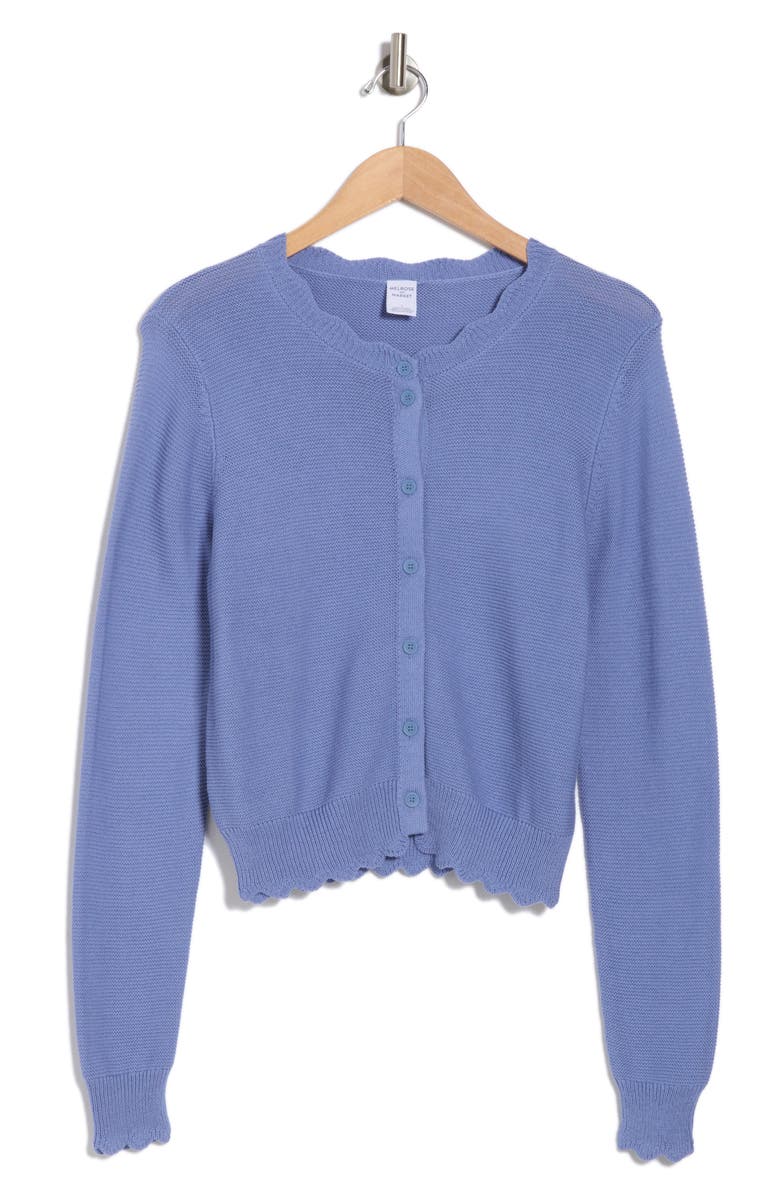 Melrose and Market Scalloped Fitted Cotton Cardigan, Alternate, color, 