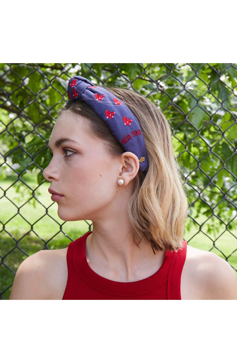 Lele Sadoughi MLB Boston Red Sox Embroidered Headband, Alternate, color, Navy 400