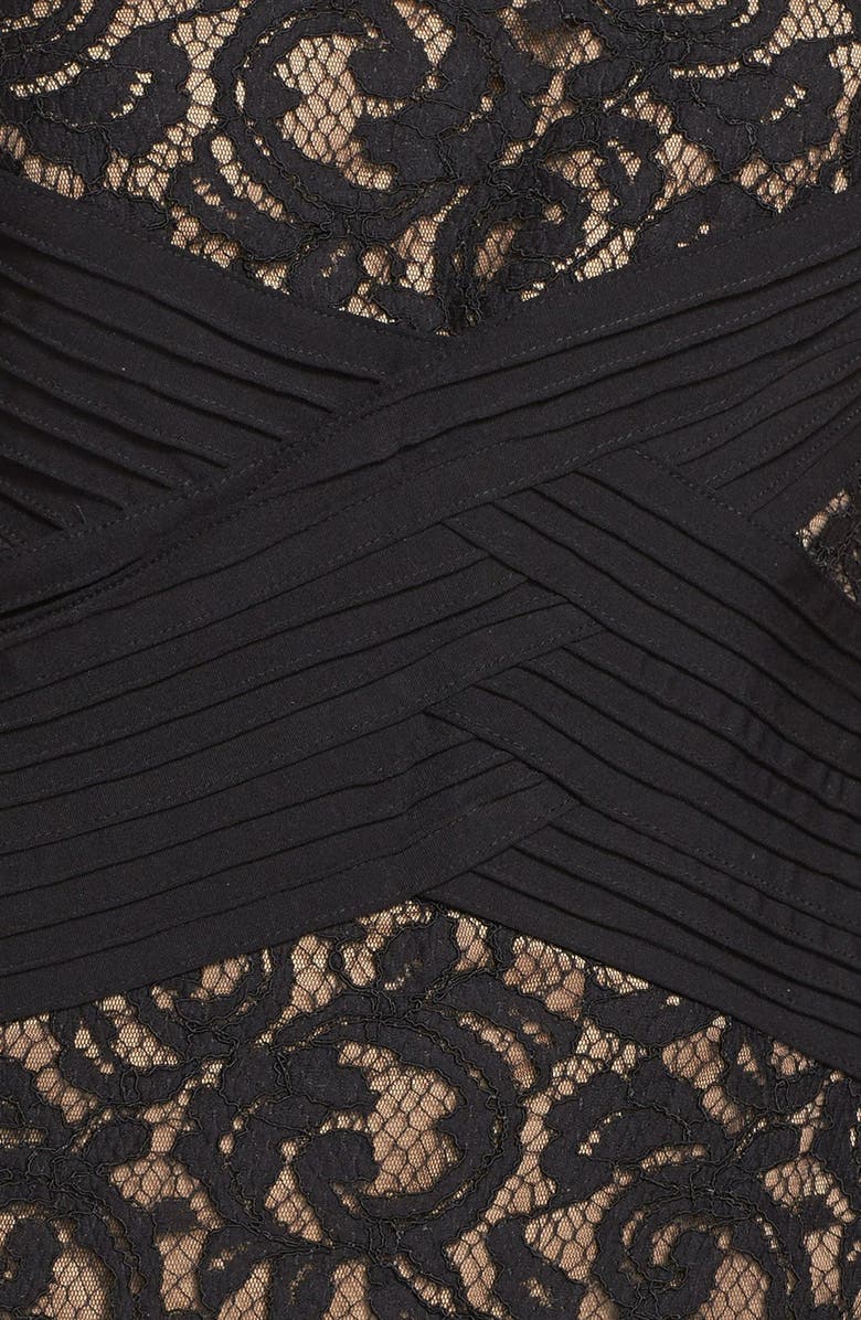 Tadashi Shoji Crisscross Waist Lace Sheath Dress, Alternate, color, 