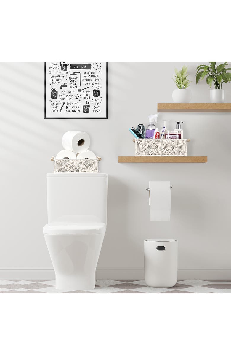 SORBUS 2-Pack Macramé Storage Basket, Alternate, color, White