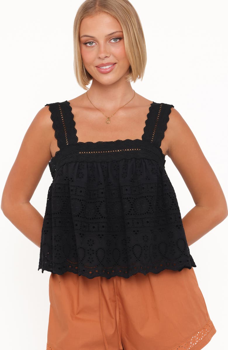 Petal & Pup Aideen Sleeveless Eyelet Top, Alternate, color, Black