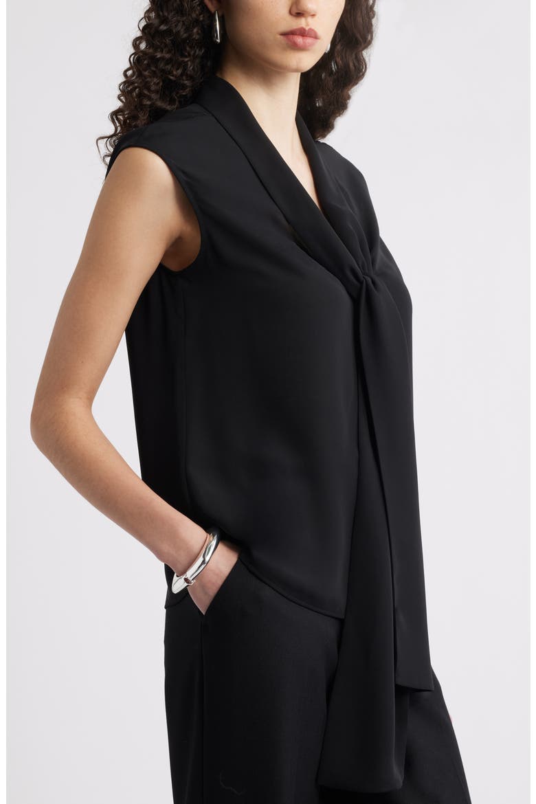 Tie Front Sleeveless Top, Alternate, color, BLACK