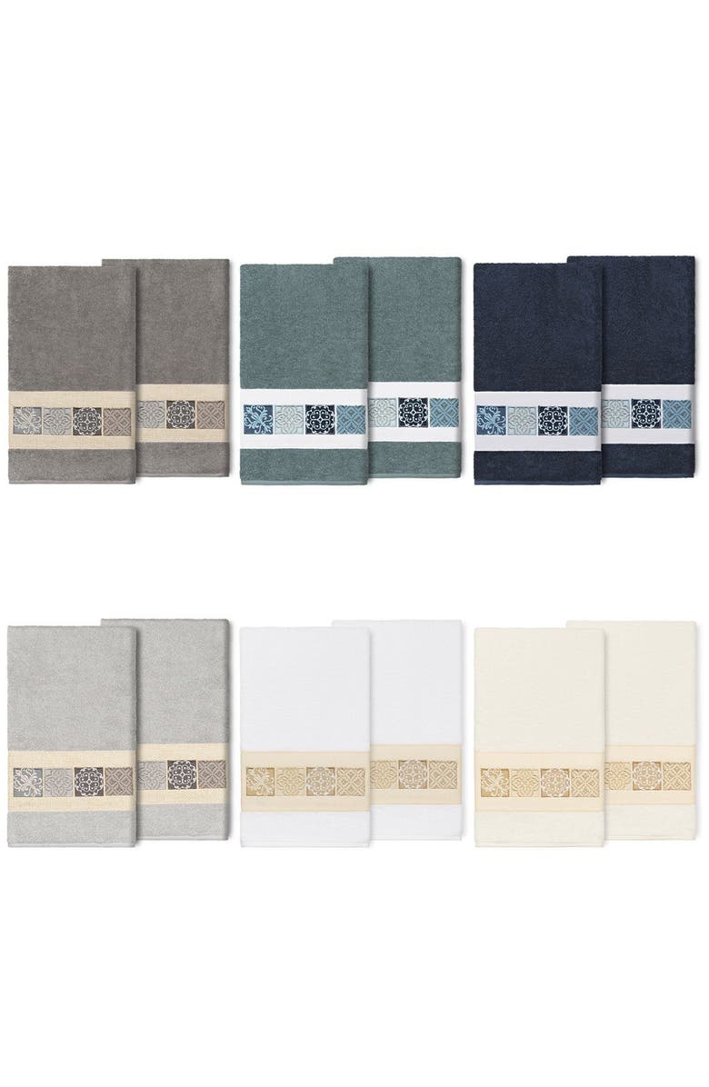 Linum Home Textiles Vivian Embellished Bath Towel - Set of 2 - Light Gray, Alternate, color, Light Gray